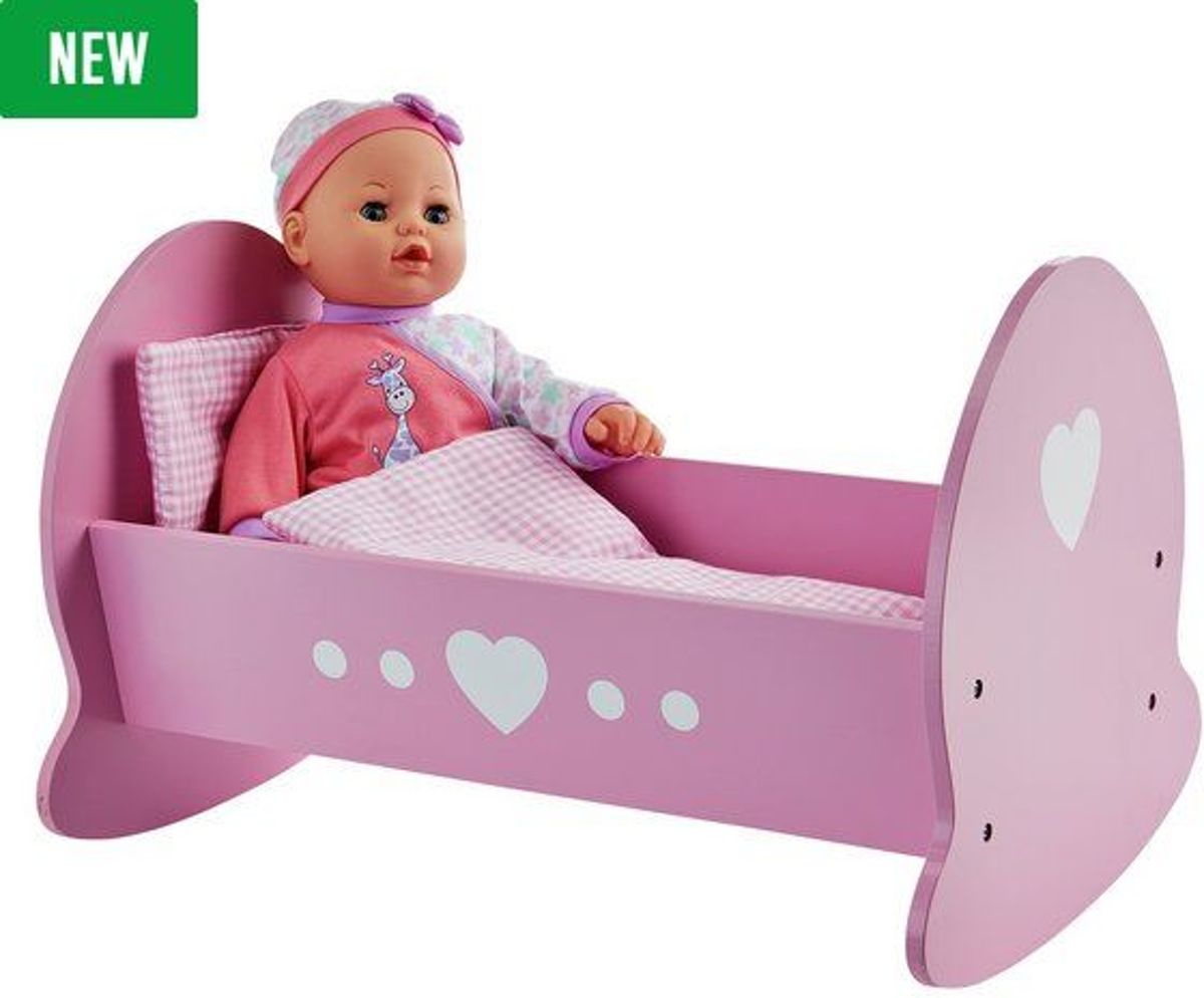 Poppenwieg | Chad Valley roze houten poppenbed | Cradle